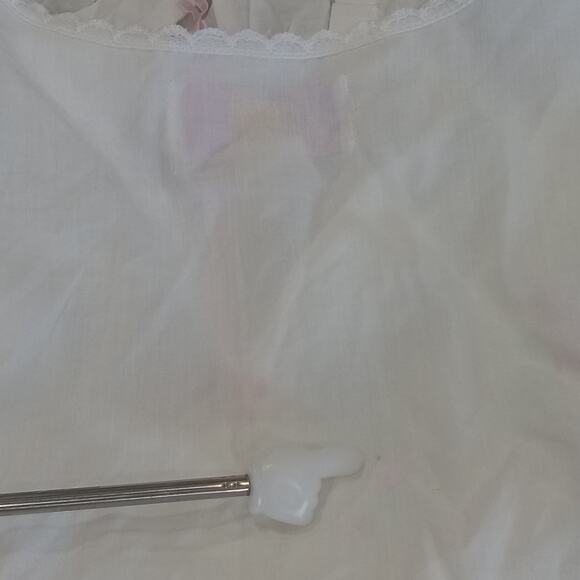 VTG Moon Dance Embroidered Nightgown LARGE Sleeveless Cottagecore Ruffle Pintuck - Picture 15 of 15